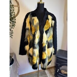 LOGO BY LORI GOLDSTEIN FAUX FUR QUILTED BLACK JACKET SIZE 24W